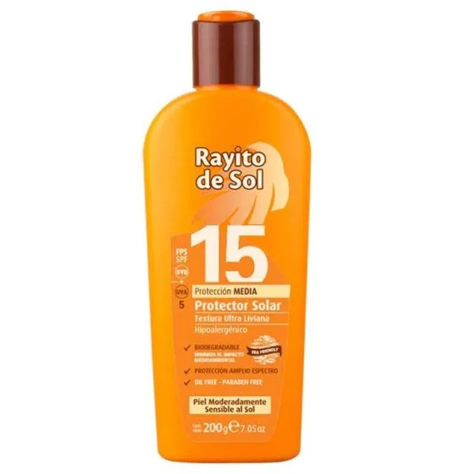 RAYITO DE SOL PROTECTOR SOLAR ULTRALIVIANO FPS 15 X 200 G.